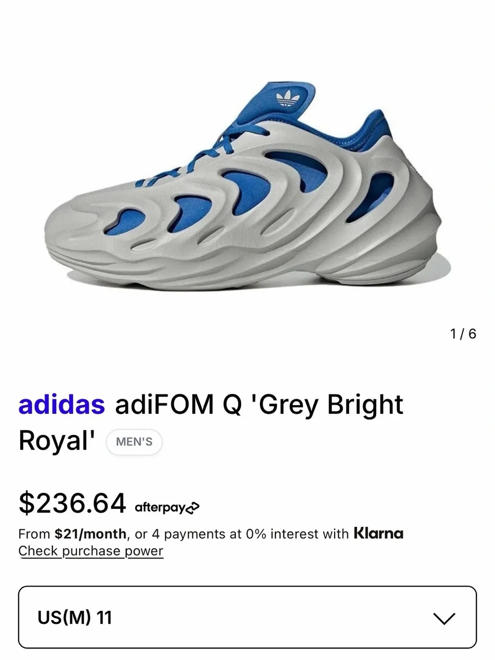 Men’s Adidas Adifom Q Blue & Clay Lightweight Athletic Shoes. Both Size 11 Mens